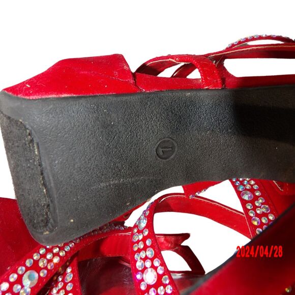 Dress Sandals‎ Strappy Wrap With Rhinestones Back Zipper SZ 7 - Picture 6 of 6